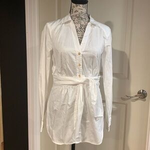 Maeve Anthropologie Button Down Tie detail Shirt